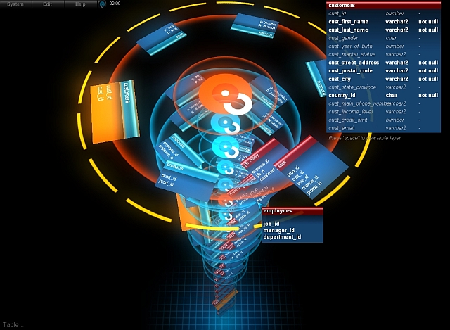 Unique database viewer that can represent physical structure schema in 3D & 2D